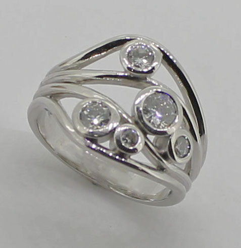 5 diamond platinum 4 band ring