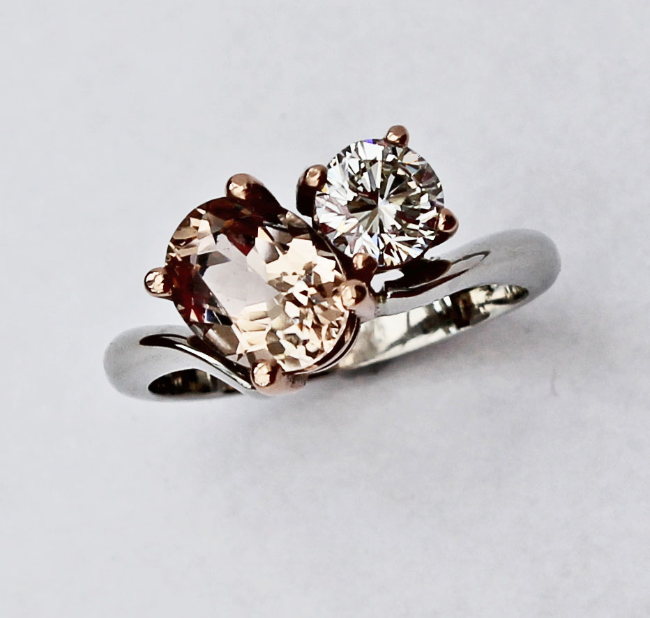 Morganite and diamond ring